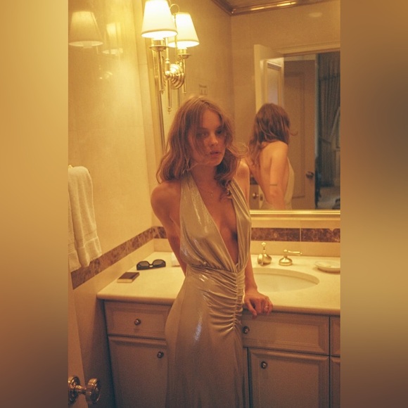 ZARA MIDI DRESS WITH METALLIC THREAD - Picture 2 of 11